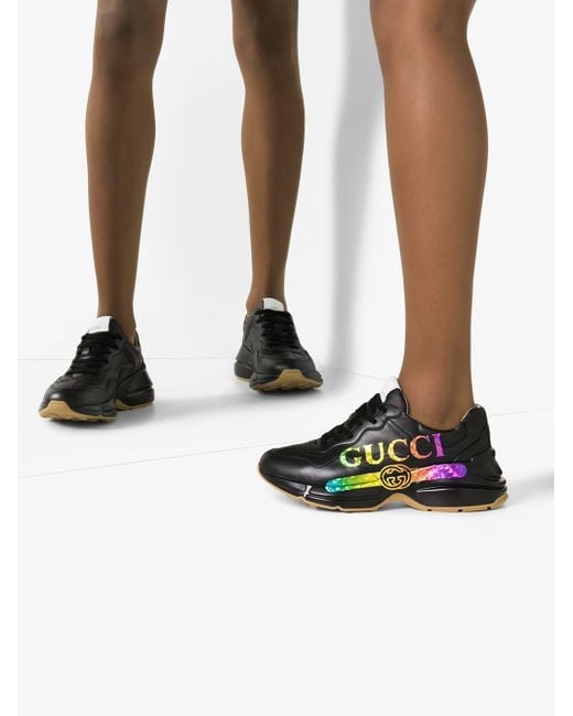 gucci black rhyton sneakers