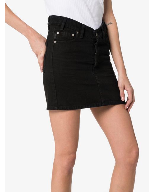 Lyst - Balenciaga V-waist Denim Mini Skirt in Black