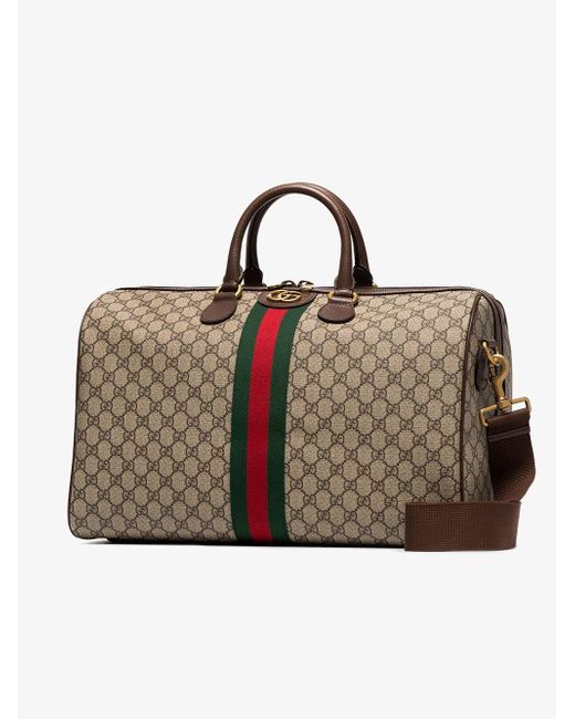 Gucci Brown GG Supreme Logo Holdall in Brown for Men - Lyst