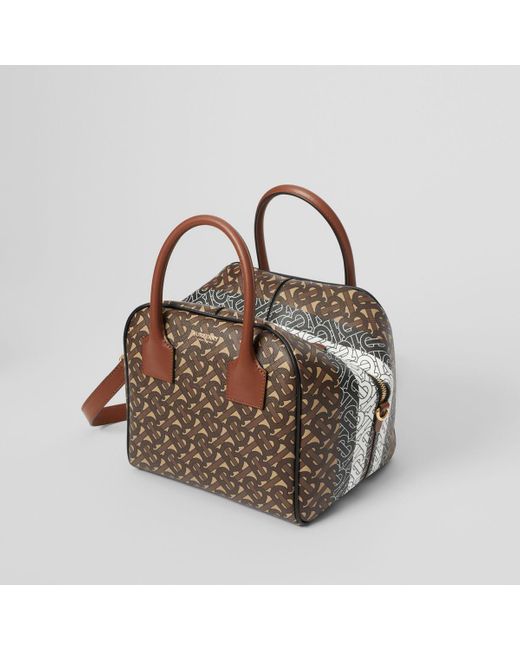 Women S Brown Small Monogram Stripe E Canvas Cube Bag Women S Brown Small Monogram Stripe E Canvas Cube Bag