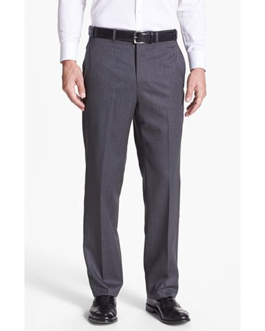 Jb britches Flat Front Worsted Wool Trousers in Gray for Men | Lyst