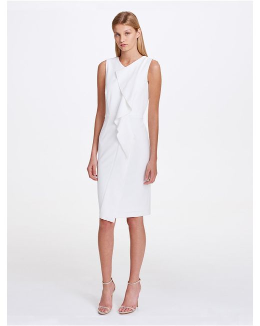 calvin klein white ruffle dress