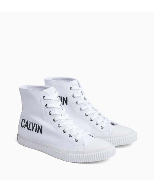 calvin klein white canvas trainers