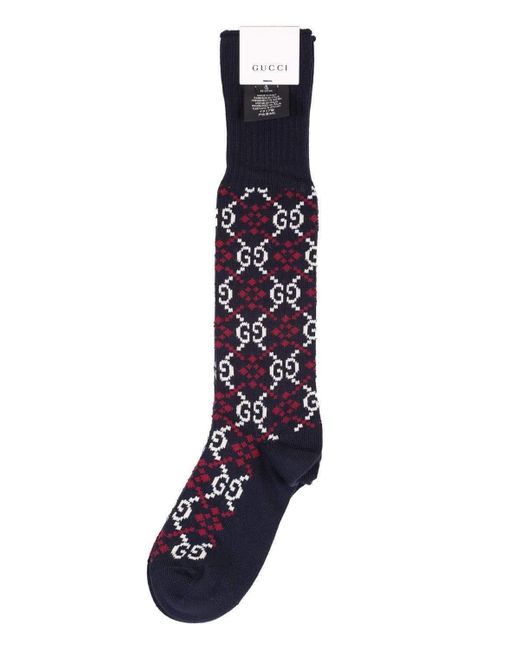 Gucci GG Diamond Cotton Socks In Navy in Blue for Men - Save 19% - Lyst