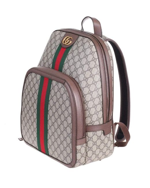 Lyst - Gucci Gg Supreme Ophidia Backpack With Green And Red Web Ribbon And Double G in Natural ...