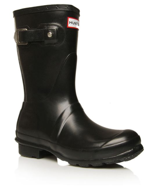 Hunter Black Original Gloss Short Wellington Boots in Black | Lyst