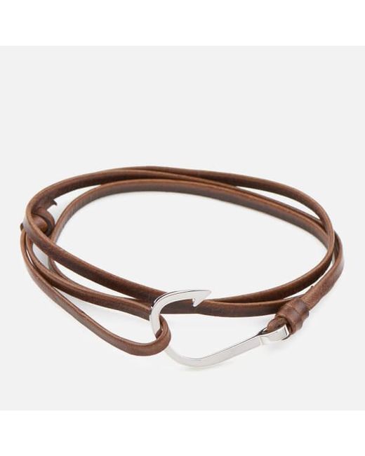Lyst Miansai Men S Leather Silver Hook Bracelet In Metallic For Miansai Metallic Men S Leather Silver Hook Bracelet For