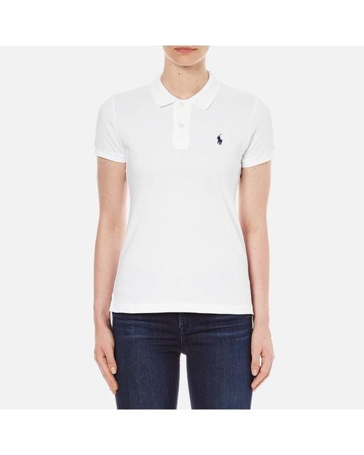 Polo ralph lauren Women's Skinny Fit Polo Shirt in White for Men | Lyst