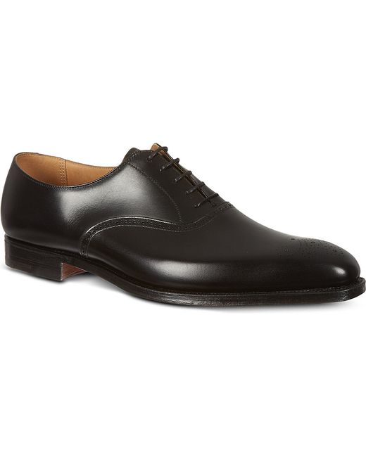 Crockett and jones Edgeware Punched Leather Oxford Shoes in Black for Men Lyst