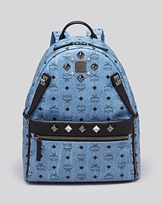 Mcm Backpack - Stark Medium Dual Pocket Sprinkle Stud in Blue | Lyst