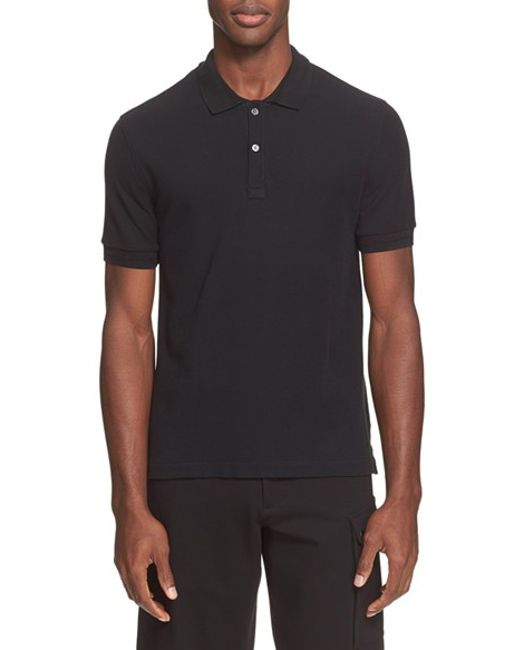 Atm Stitched Collar Cotton Pique Polo in Black for Men | Lyst