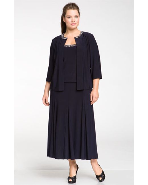 Alex Evenings Beaded Dress Jacket In Blue NAVY Lyst