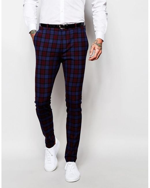 Asos Skinny Suit Trouser In Tartan Check in Multicolor for Men