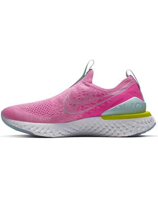 Nike Rubber Epic Phantom React Flyknit Sneakers In Pink White Pink