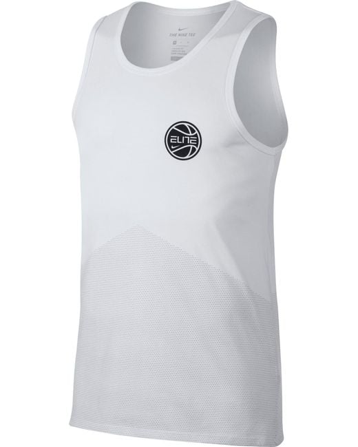 Nike Dry Elite Sleeveless Basketball Shirt in White for Men | Lyst