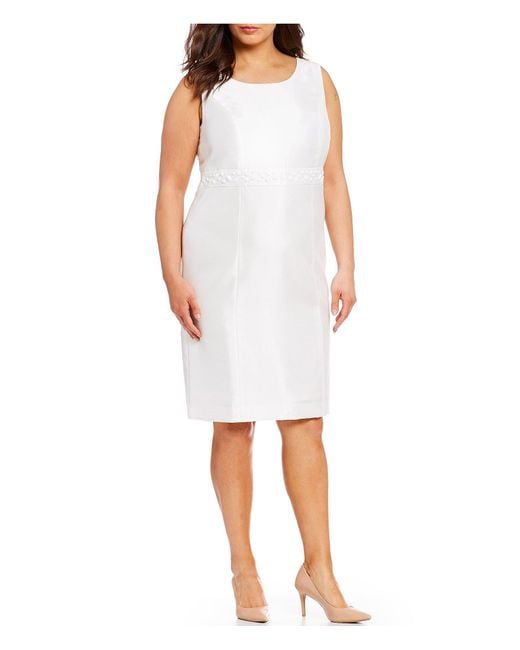 Lyst - Kasper Plus Size Shantung Embellished Waist Sheath Dress in White