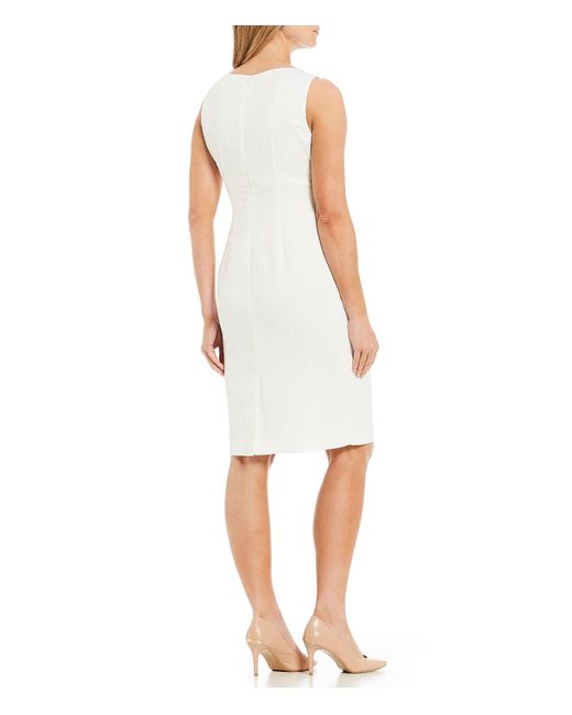 Lyst - Kasper Petite Size Jacquard Sleeveless Sheath Dress in White