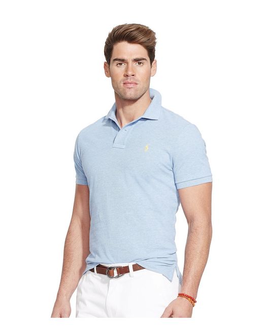 Polo ralph lauren Custom-fit Solid Mesh Polo Shirt in Blue for Men ...