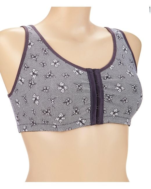 Amoena Frances Wire-free Front-closure Bra in Gray | Lyst