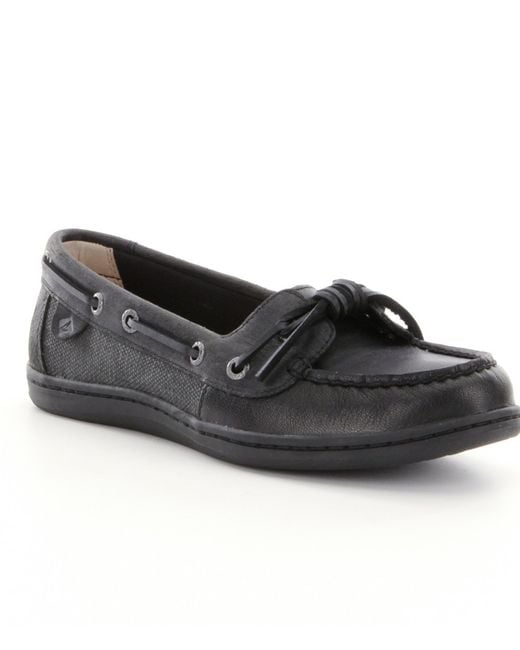 sperry black boat shoes