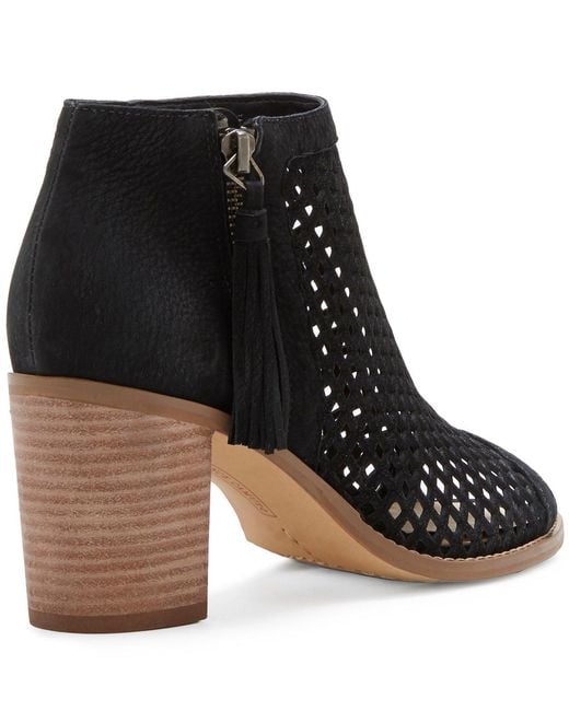 black stacked heel bootie