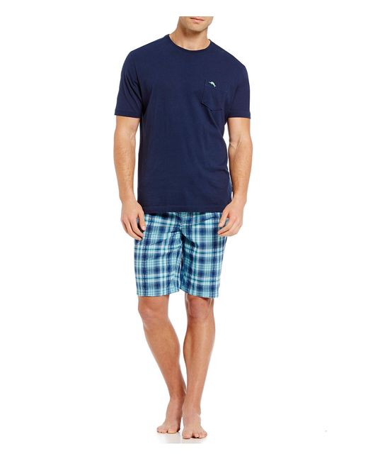 Tommy bahama Seersucker Plaid Pajama Shorts in Blue for Men | Lyst