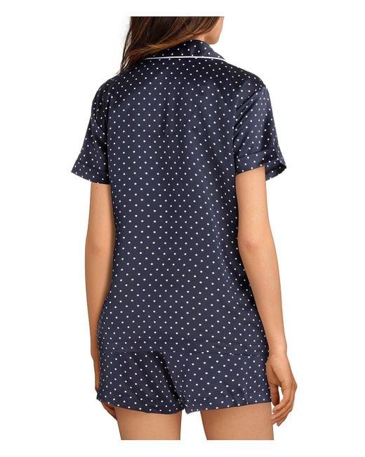 Lauren By Ralph Lauren Dot Printed Satin Pajama Shorts Set In Blue Lyst 3351