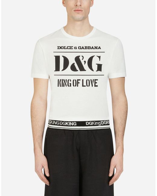 Lyst - Dolce & Gabbana T-shirt In Cotton With D&g Logo in White for Men