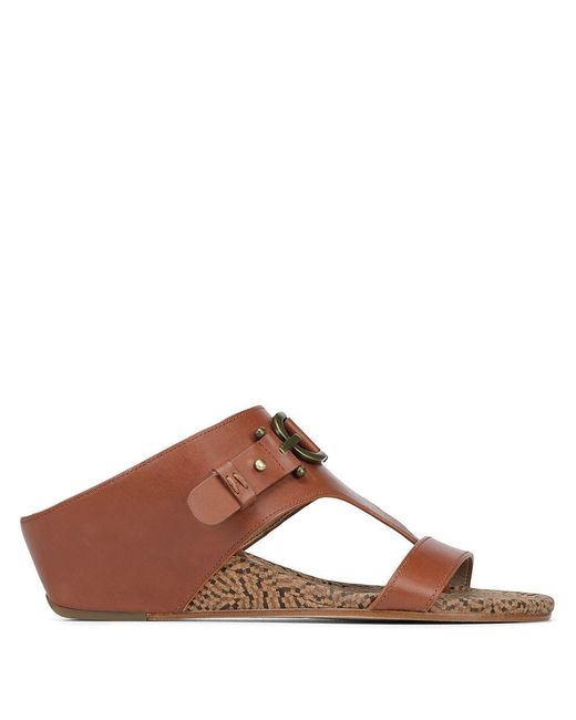 Donald j pliner Dayna Burnished Calf Leather Wedge Sandal in Brown | Lyst