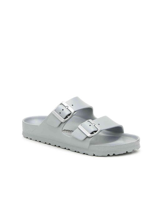 Birkenstock Arizona Essentials Slide Sandal in Silver Metallic (Metallic) - Lyst