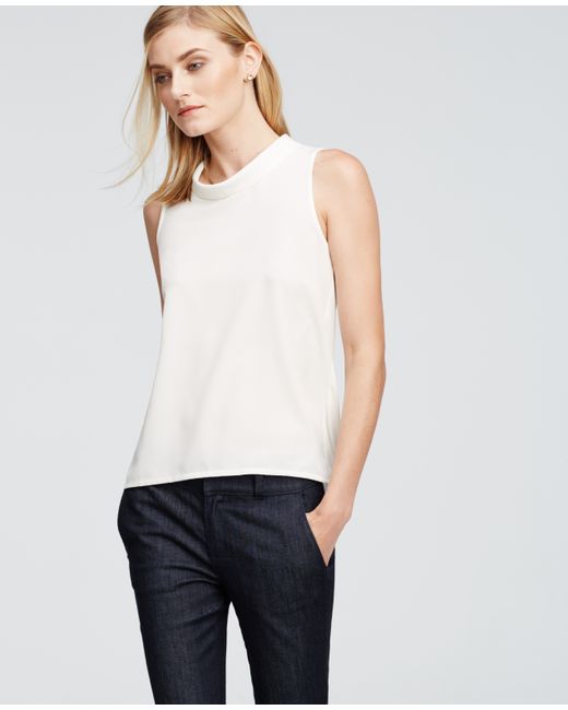 Download Ann taylor Petite Sleeveless Drape Neck Top in White ...