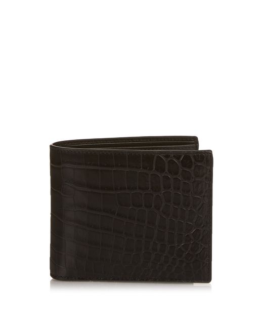 Bottega veneta Bi-fold Crocodile Wallet in Black for Men | Lyst