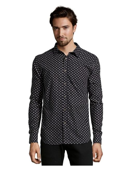 Download Jachs Black Printed Cotton Woven Long Sleeve Button Front ...