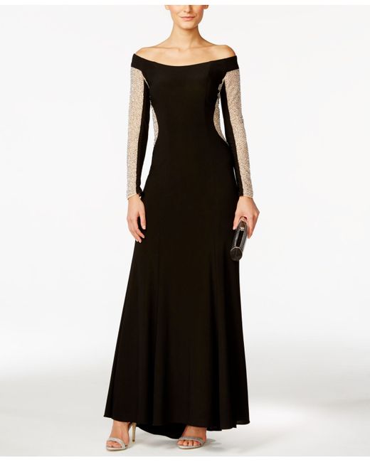 xscape off shoulder gown