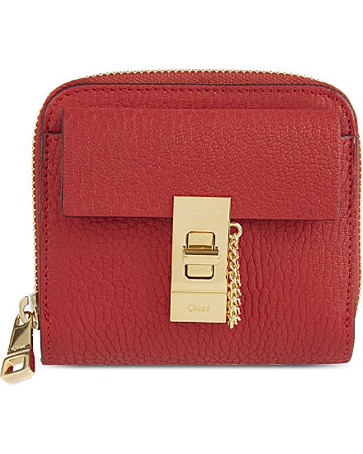 chloe knock off - Chlo Drew Lamb Leather Wallet in Red (Plaid red) | Lyst