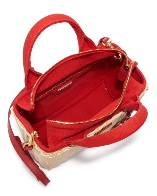 prada man bag price - Prada Wicker \u0026amp; Canvas Tote in Beige (naturalle rosso) | Lyst