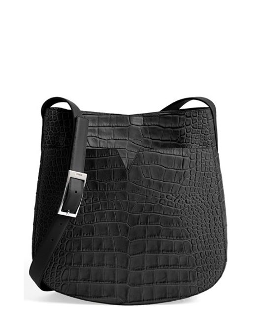 Vince &#39;medium&#39; Croc Embossed Leather Crossbody Bag in Black - Save 50% | Lyst