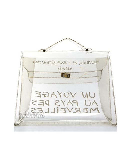 Herms Pre-owned Clear Souvenir D\u0026#39; Exposition Kelly Bag in White ...  