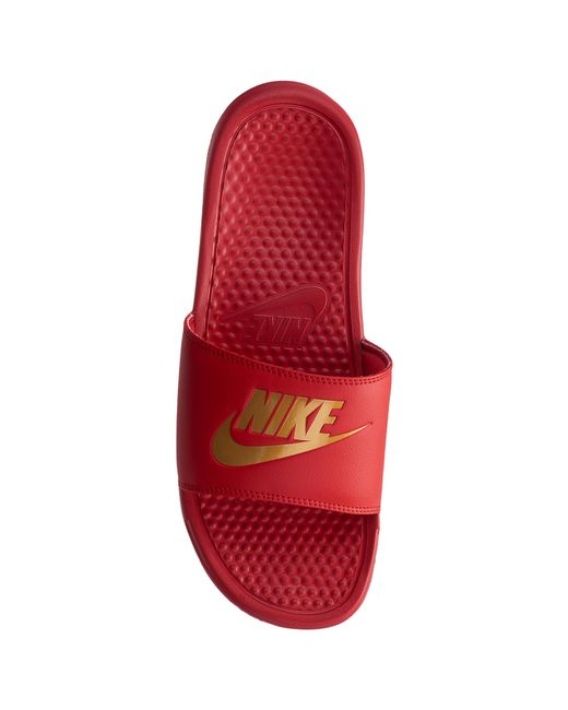 nike benassi red and gold