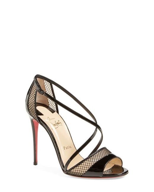 Christian louboutin Slikova Open-Toe Leather Sandals in Black ...