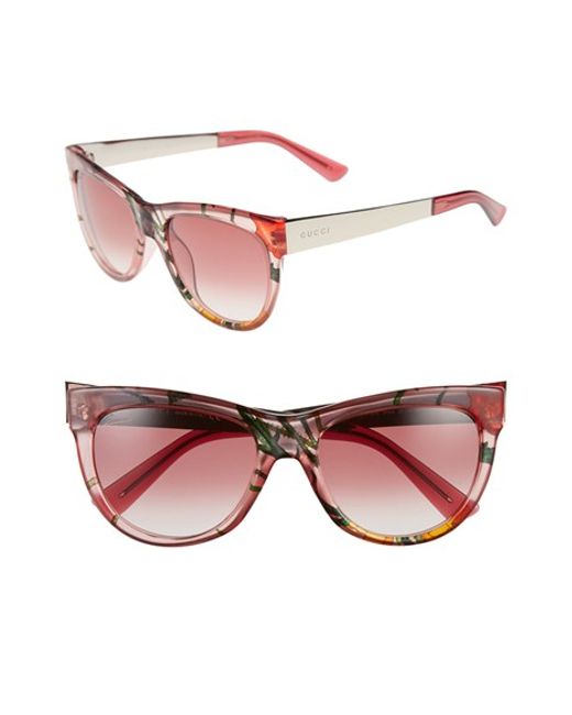 Gucci 'flora' 55mm Retro Sunglasses in Multicolor (PINK/ FLORAL GOLD ...