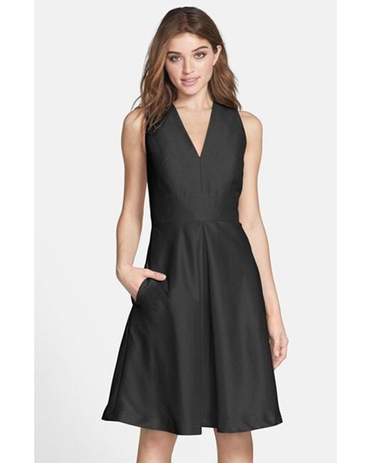 Alfred sung V  neck  Dupioni Cocktail  Dress  in Black  Lyst