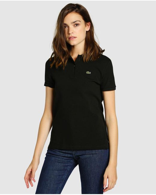 lacoste basic sleeve polo shirt in black lyst lacoste basic sleeve polo shirt in black lyst