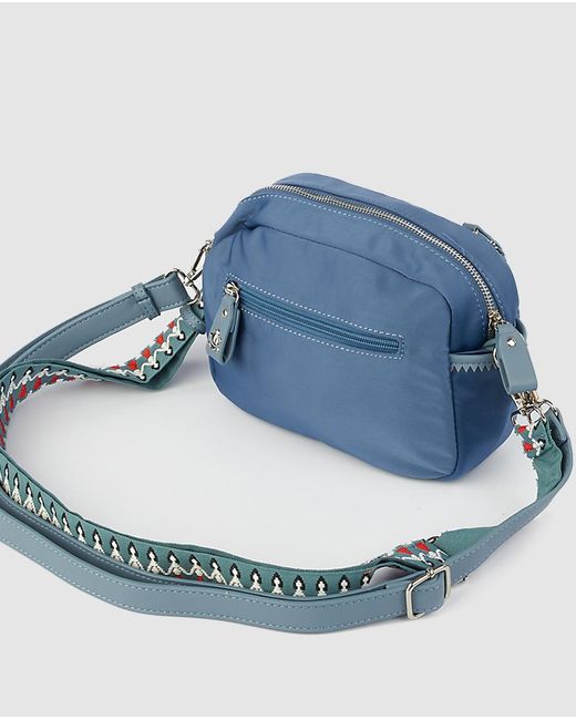 Lyst - Caminatta Small Blue Nylon Crossbody Bag With Printed Strap in Blue