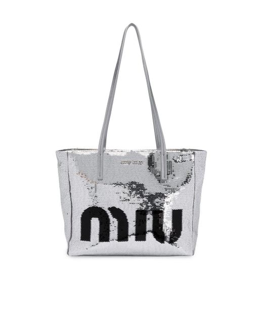 miu miu logo plaque padded tote bag