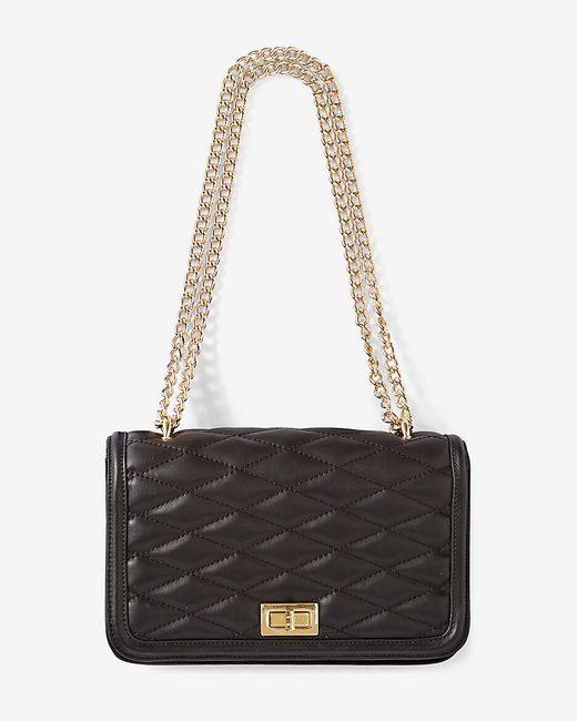 Express Diamond Quilted Chain Strap Shoulder Bag in Black | Lyst