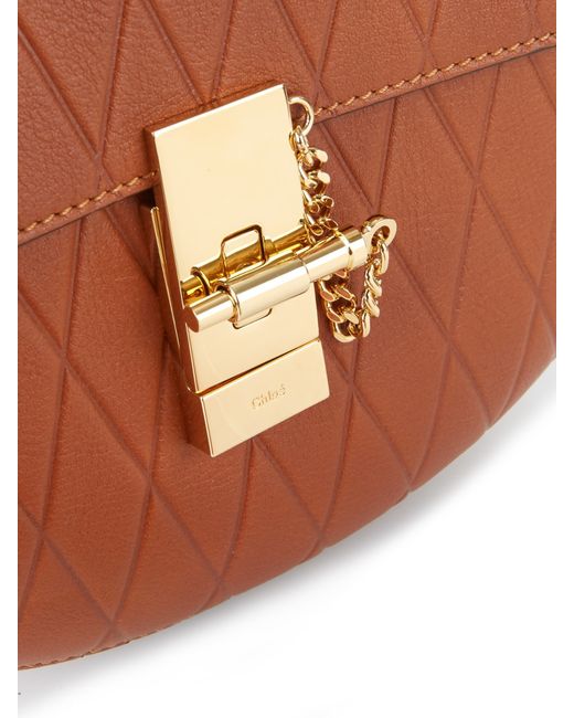 chloe knock off bags - Chlo Drew Mini Rhombus-embossed Leather Shoulder Bag in Gold (TAN ...