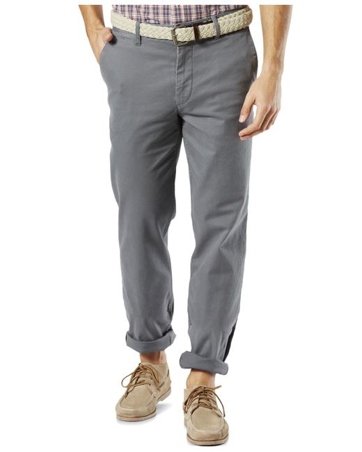 Dockers Pacific Wash Khaki Straight Fit Flat Front Pants in Gray for ...