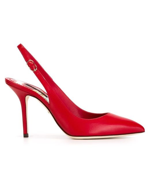 Dolce & gabbana Slingback Leather Pumps in Red | Lyst