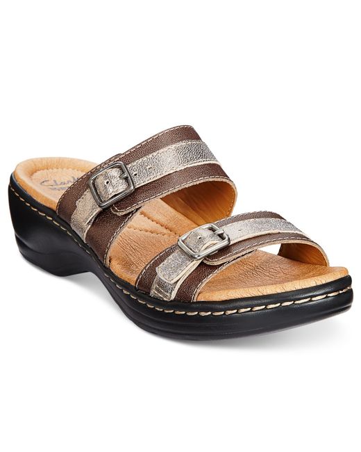 Clarks Collection Women&#39;s Hayla Mariel Flat Sandals in Brown (Pewter) - Save 25% | Lyst